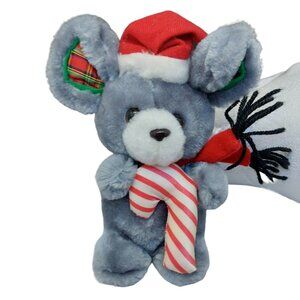 Midwestern Home Products Plush Mouse Grey White Christmas candy canes Stuffed 7"
